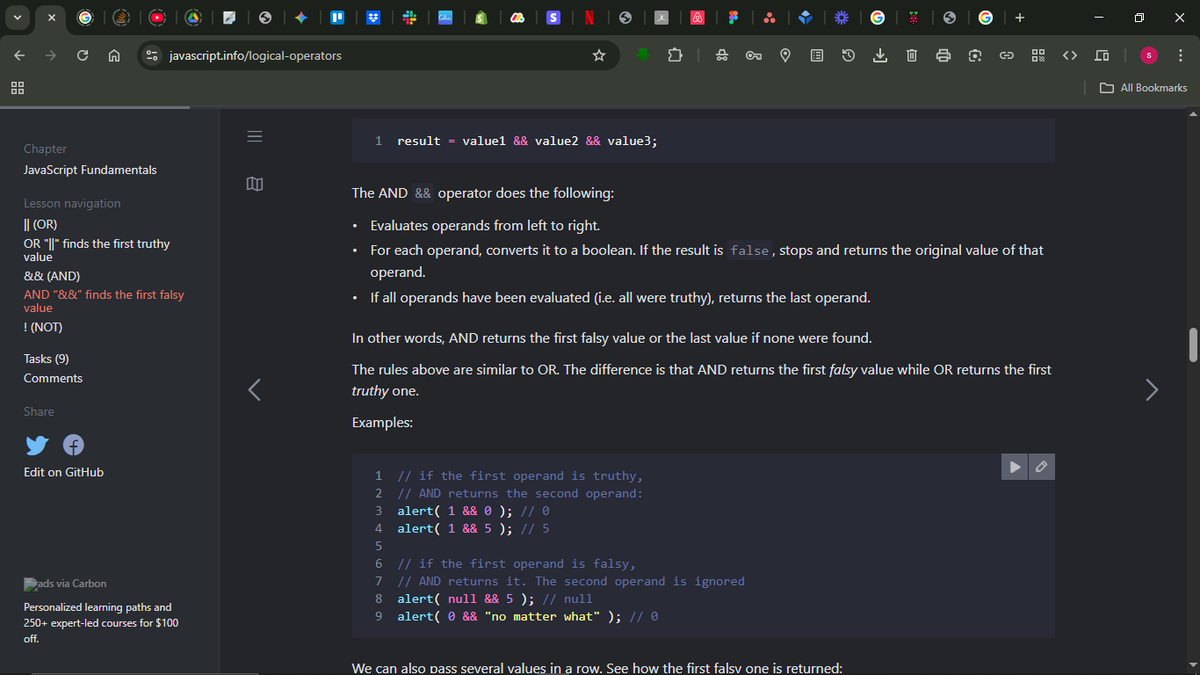 Day 3 of learning JavaScript 

Today I learnt about logical operators
|| and &amp;&amp;
The fact that all this is still fundamentals ehn😐😐