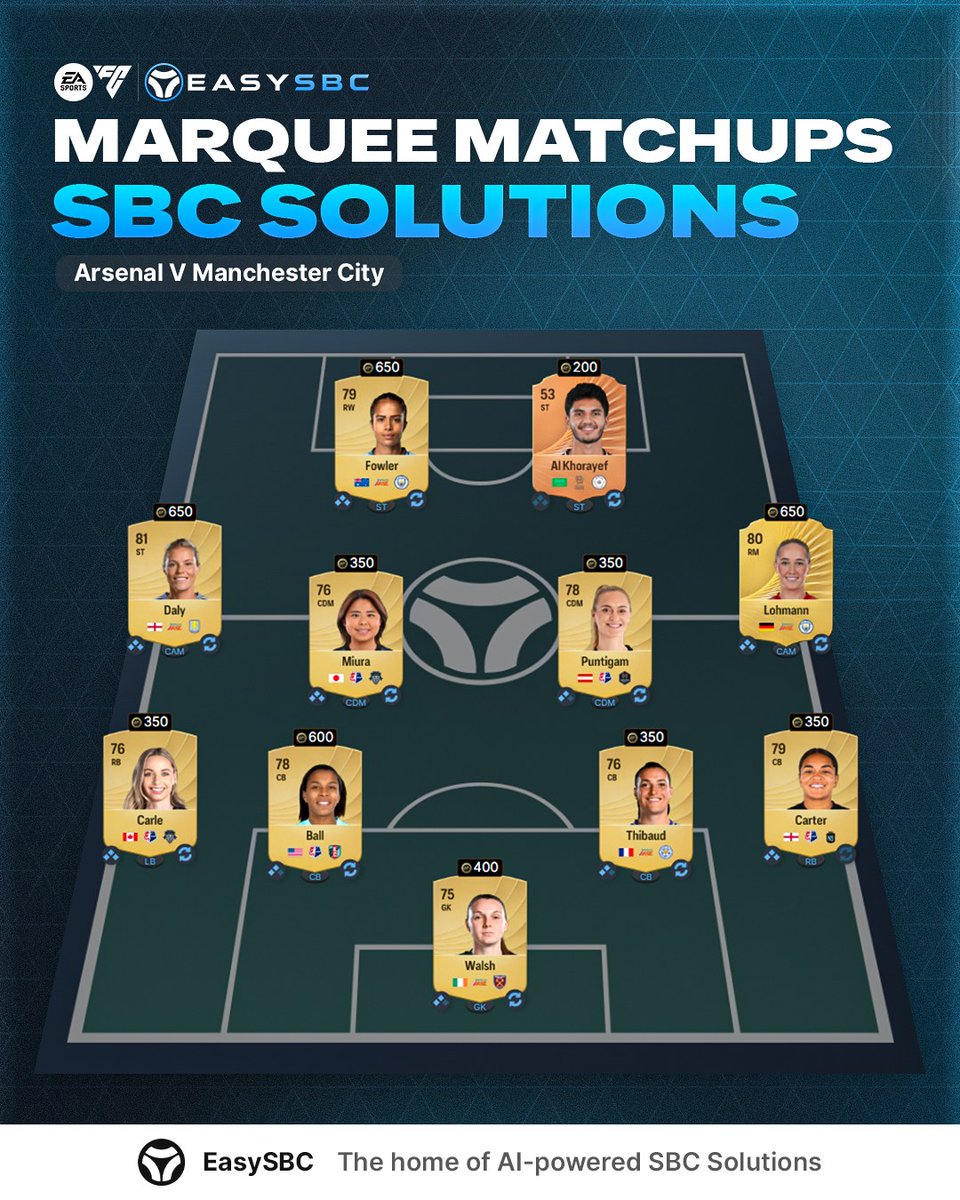 easysbc's tweet photo. The cheapest "Marquee Matchups" SBC solutions on #FC26 🧩🔥

 Get custom generated solutions on our website ✅ https://t.co/KzWwo2lZL0