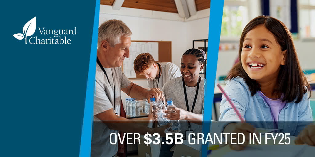 VC_Giving's tweet image. Our donors&apos; generosity grows during times of uncertainty. Vanguard Charitable donors recommended over $3.5B in fiscal year 2025—a 14% increase from last fiscal year!

bit.ly/4nEvfPw 

#DAFGiving #DonorAdvisedFund #GivingStrategy #CharitableGiving #GenerosityThrives