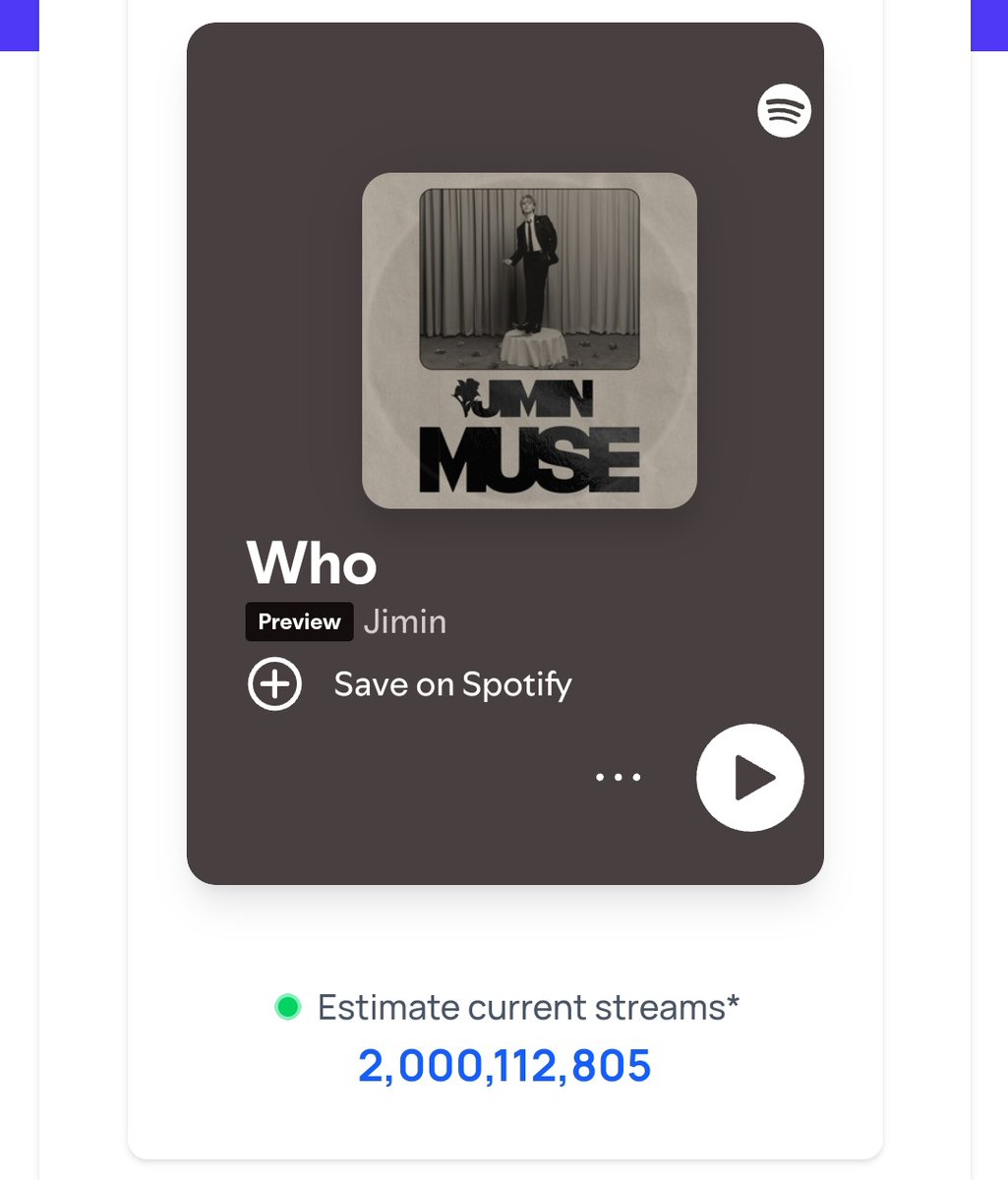 urmisope's tweet image. WHO by jimin has surpassed 2 billion streams on spotify!

CONGRATULATIONS JIMIN 
#WHO_2BILLION