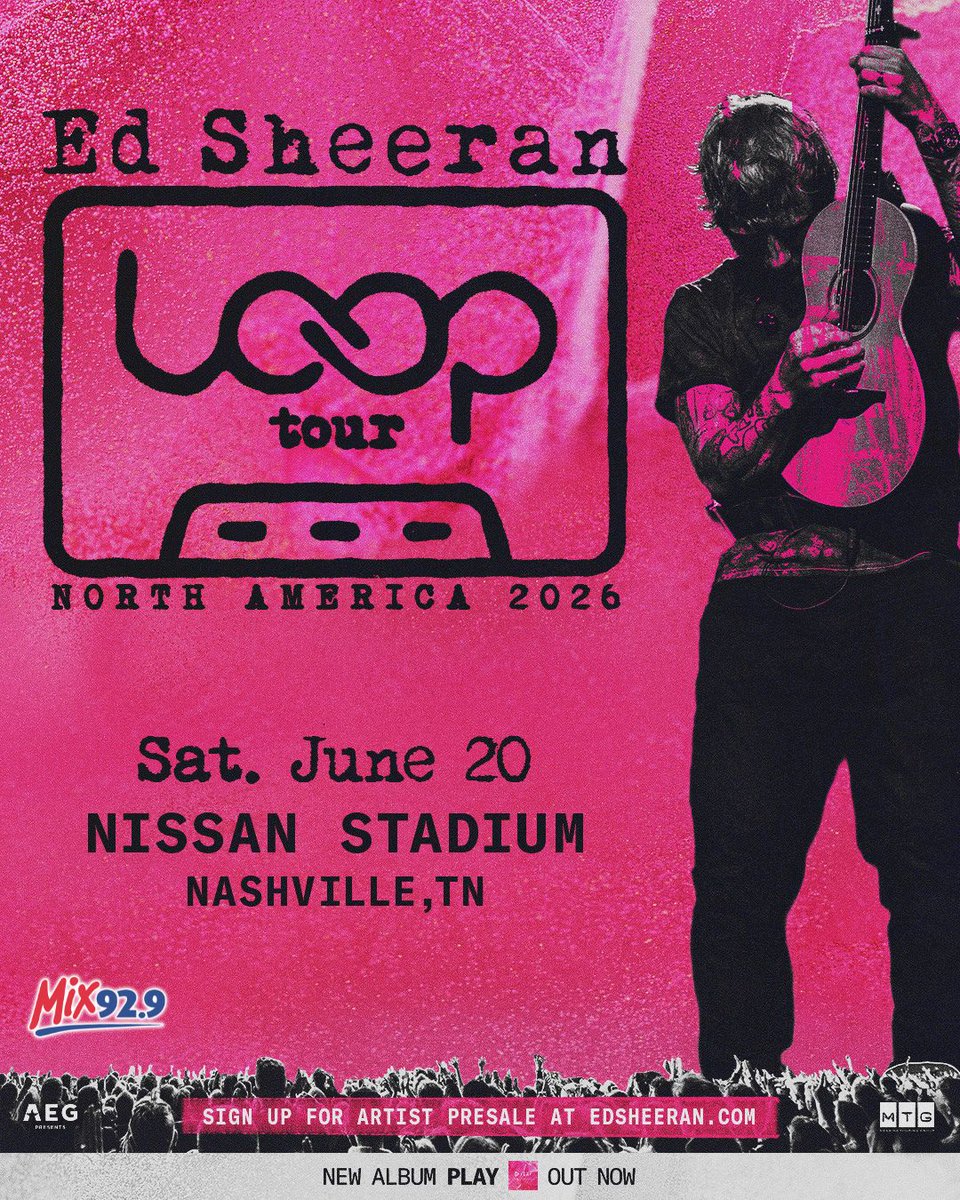 Pressing 📷 on the Loop Tour 📷
Ed Sheeran returns to Nissan Stadium on June 20th, and we're celebrating with a Workday Takeover starting Monday! 2 chances to win every weekday, during Lunch Time Trivia &amp; The Rewind!