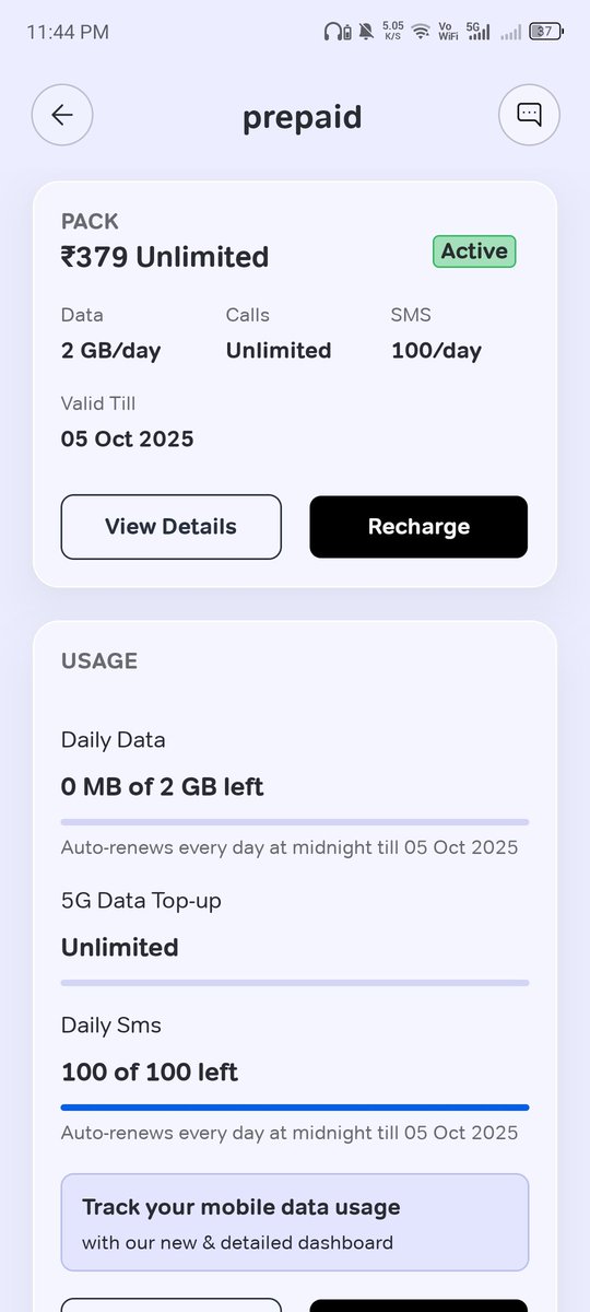 Jateen2003's tweet photo. @Airtel_Presence Even after recharging 379/-, after daily limit over, unlimited 5G not working https://t.co/WPvpgEHW3a
