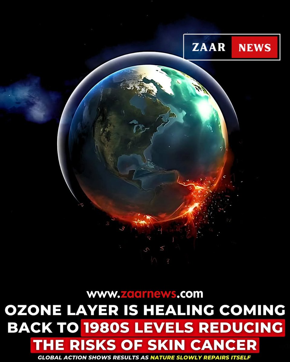 zaar_news's tweet image. The ozone layer, a thin shield in Earth’s atmosphere, protects us by blocking harmful ultraviolet (UV) radiation from the sun. Too much UV can cause skin cancer, cataracts, 

#ZaarNews #ozonelayer #earthprotection #uvrays
#worldnews
#explore
#explorepage
#trending