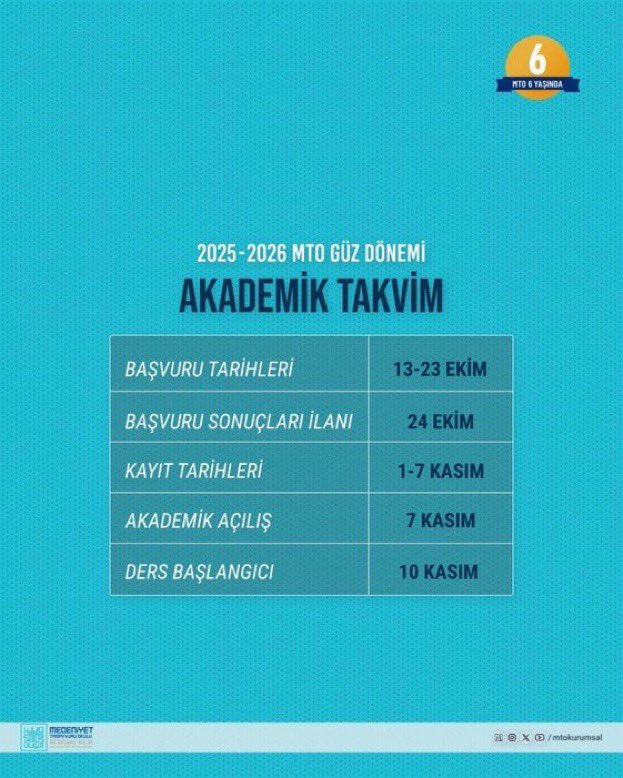 MTO’DA YENİ DÖNEM BAŞVURULARI BAŞLIYOR…

Geleceğimizi 
tevazu sahibi ama özgüveni yüksek, 
hem İslâm'ı hem de dünyayı çok iyi tanıyan 
çağrısı çağını kurma yolculuğuna çıkacak 
önümüzü açacak öncü kuşaklar belirleyecek…
*
MTO'da yeni dönem heyecanı başlıyor…
*
81 vilayetimiz