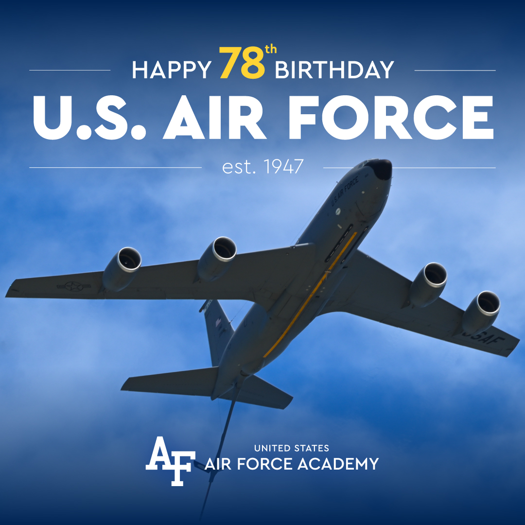 af_academy's tweet image. 🎉 𝐇𝐚𝐩𝐩𝐲 𝟕𝟖𝐭𝐡 𝐁𝐢𝐫𝐭𝐡𝐝𝐚𝐲, 𝐔.𝐒. 𝐀𝐢𝐫 𝐅𝐨𝐫𝐜𝐞! ✈️

Since 1947, the @usairforce has led with airpower, innovation and unwavering service to our nation. 🇺🇸

#AimHigh #FlyFightWin #AirForceBirthday #ServiceBeforeSelf