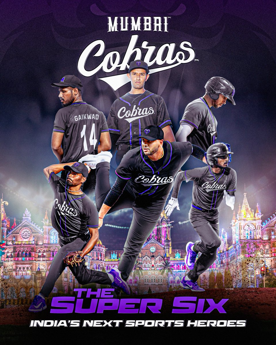 MumbaiCobras's tweet photo. 💥Big News 💥

Introducing The Super Six 🇮🇳⚾️

India’s next group of sports heroes. Three homegrown Indian pitchers. Three Indian-Americans with roots across the nation. These guys will be playing for pride, city, and country when they take the field against Karachi on November 14th. Jai Hind! 💜🧡⚾️