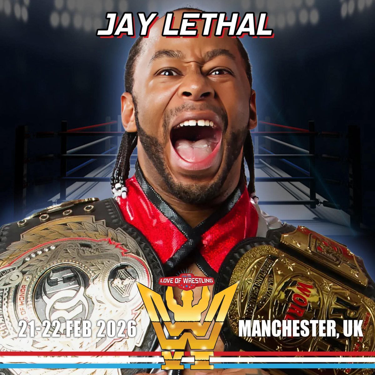 Ooooo Yeaaaaah! 

#ROH &amp; #AEW star, and former #TNA star &amp; former ROH World Champion <a href="/TheLethalJay/">Jay Lethal</a> is joining us for FTLOW VI this February

Jay will be with us both days &amp; will be wrestling at the after-party

Tickets -

fortheloveofwrestling.co.uk

#JayLethal #ComicCon #Manchester