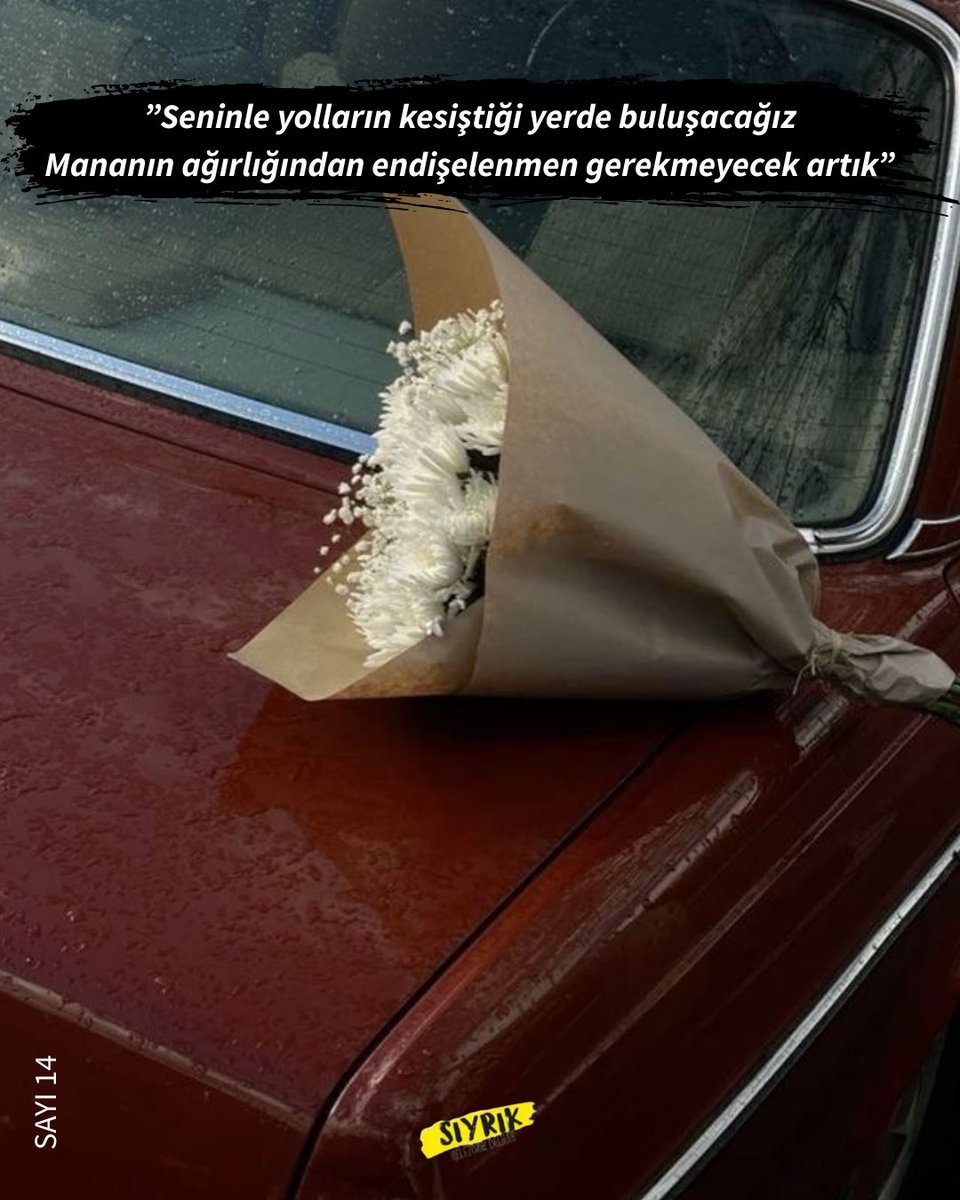 siyrikdergisi's tweet photo. Seninle yolların kesiştiği yerde buluşacağız
Mananın ağırlığından endişelenmen gerekmeyecek artık
✍🏻Tuba Nihan Can, Ozanların Tuttuğu Yaslar
🔖Sıyrık, 14
#sıyrıkdergisi #dergi #helezon #helezonikdeliler #sıyrık #delilik #şiir #şair #edebiyat #öykü #nesir #nazım #eleştiri #sevgi https://t.co/YDjFqyOVCB