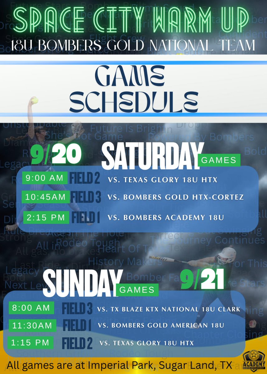 BGN_18U's tweet image. 🚀 6 games. 2 days. One mission.

We’re taking on teams at the Space City Warm Up — and we’re ready to bring the heat. 💥⚾️✨

#SpaceCityWarmUp #SugarLand #MissionMode