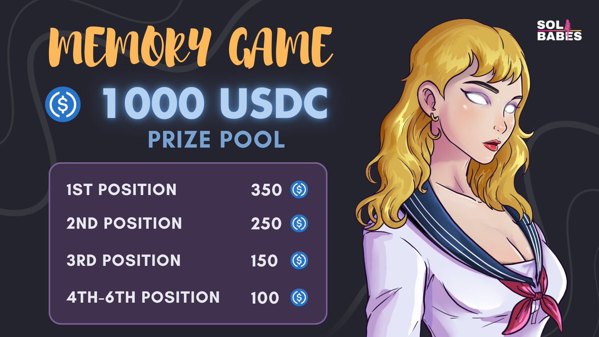 So, we just did a thing. Solbabes memory game is now live! 

$1000 Prize Pool, are you ready to win? Head over to the solbabes server and check the announcements channel 😎

Psst... if you engage in this tweet you might get a surprise