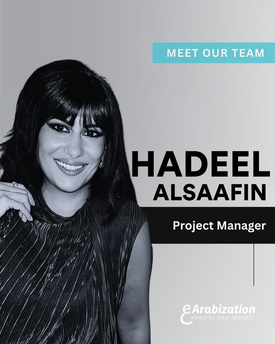 E_Arabization's tweet image. 🚀 We’re thrilled to announce that Hadeel Alsaafin is our new Project Manager!

She has stood out for her ability to manage challenges with clarity, bring people together, and drive projects to success. This recognition is based on her leadership, visionary approach, and impact.…