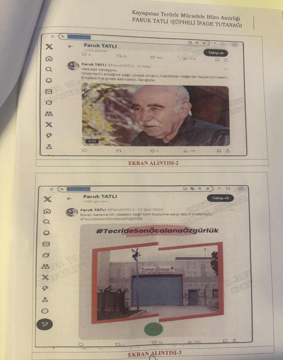 FarukTATLI's tweet photo. Bu gün bu paylaşımlarımdan dolayı “örgütü propagandası” iddiasıyla ifade verdim. Soruşturma 1 Eylül de başlatılmış.sayın Öcalan ın Demokratik toplum sürecini bozamayacaksınız.
@DBP_GenelMerkez 
@KeskinBayindir 
@AvSerhatEren 
@AdaletKaya_ https://t.co/DJATkwaGtn