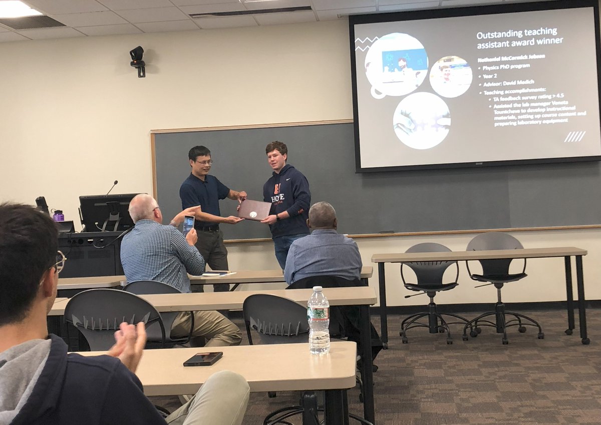 Congratulations to the WPI Physics Graduate Students, Andrew, Anna, and Nate, on the outstanding research, mentoring, and teaching assistant awards!