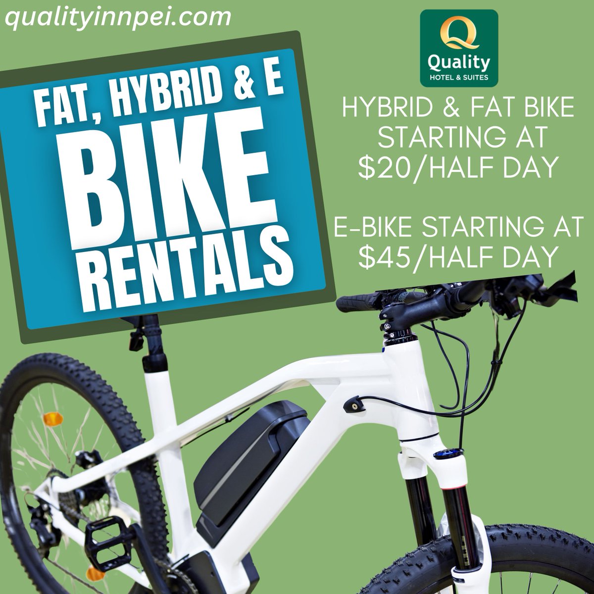 Pedal into vacation mode! Our Quality Inn Summerside bikes are ready to roll, whether you’re chasing ocean views, cruising the boardwalk, or just exploring town like a local. Rentals start at only $20 for a half day — grab a bike, feel the breeze, and see where the path takes you