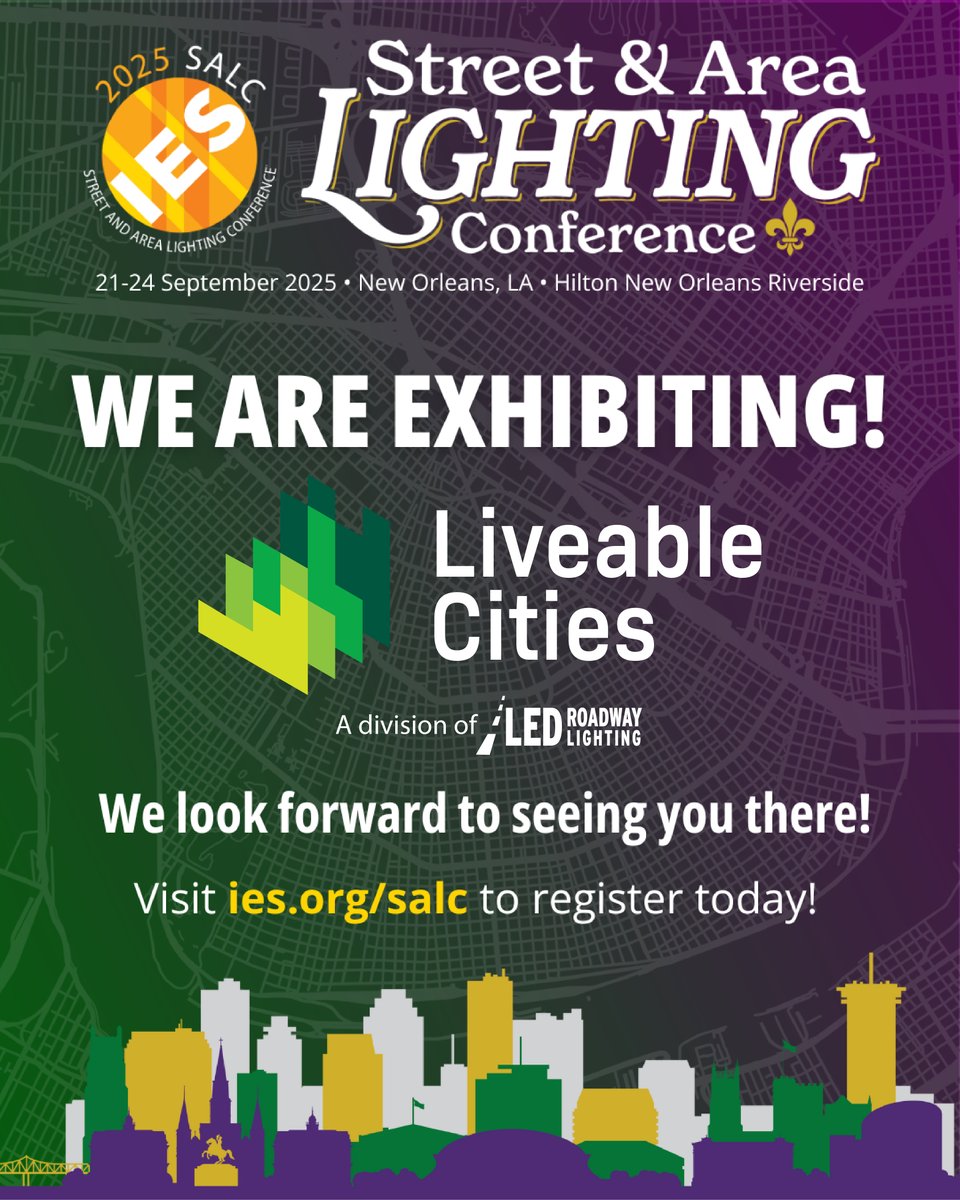 🚦 Liveable Cities is heading to New Orleans for #SALC2025! Catch us at Booth 501 (Sept 21–24) at the Hilton New Orleans Riverside. Let’s talk smart, sustainable lighting &amp; the future of safer communities. 💡🌍

#SmartCities #LightingInnovation