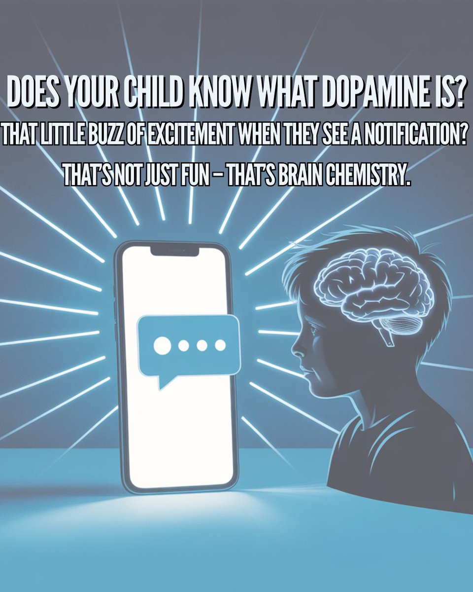 DigitalPrepAcad's tweet image. That little “buzz” from a new notification? It’s dopamine—brain chemistry tech companies use to hook kids’ attention. At Digital Prep Academy, we teach families this before handing over a phone or saying yes to social media.

#DopamineExplained #HealthyScreenTime