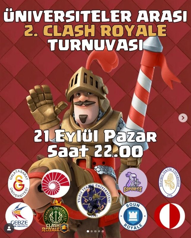 Üniversiteler arası Clash Royale turnuvası etkinliği düzenlenecek.