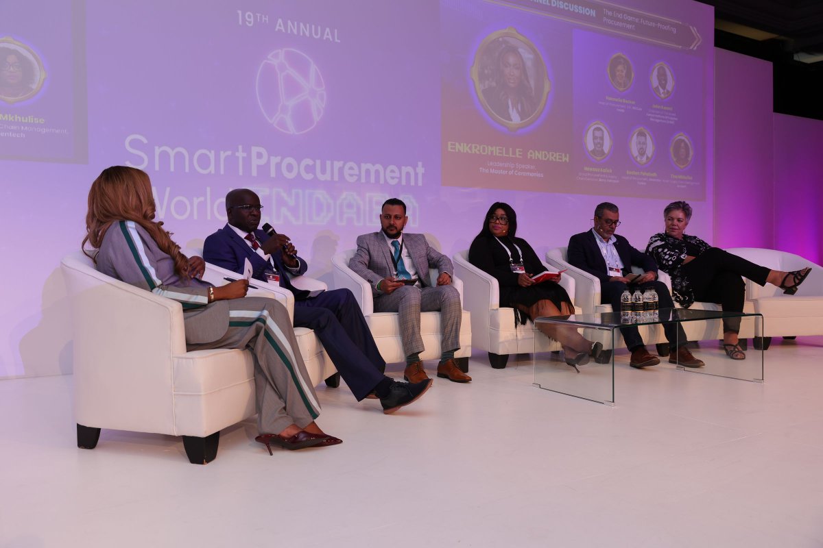 SmartProcure's tweet image. The 19th Annual #SPW2025Indaba closed with a high-energy panel on Future-Proofing Procurement! Moderated by Enkromelle Andrew, leaders shared strategies to build resilient, agile, and future-ready procurement functions. #Day2 #GameOn #ProcurementConference #SupplyChainConference