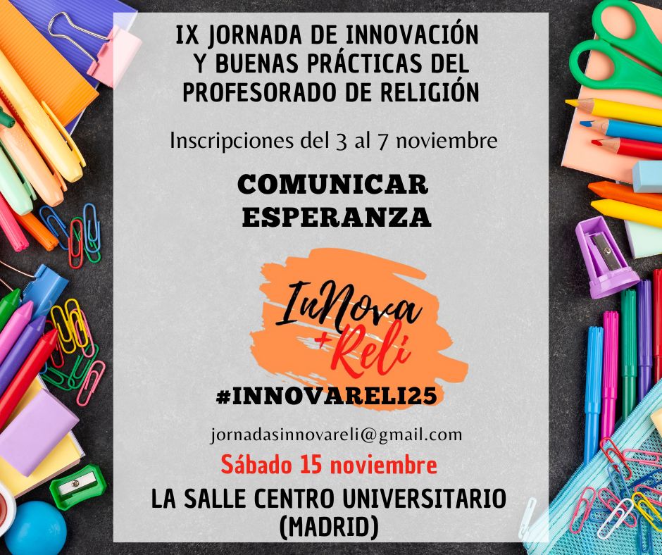 Ya estamos preparando la IX edición de la jornada de innovación y buenas prácticas del profesorado de #Religión ¿Te la vas a perder? Toma nota de la fecha de #innovareli25 #innovareli el sábado 15 de noviembre en <a href="/LaSalleMAD/">La Salle Campus MAD</a> Jornadas gratuitas como siempre, haciendo comunidad.