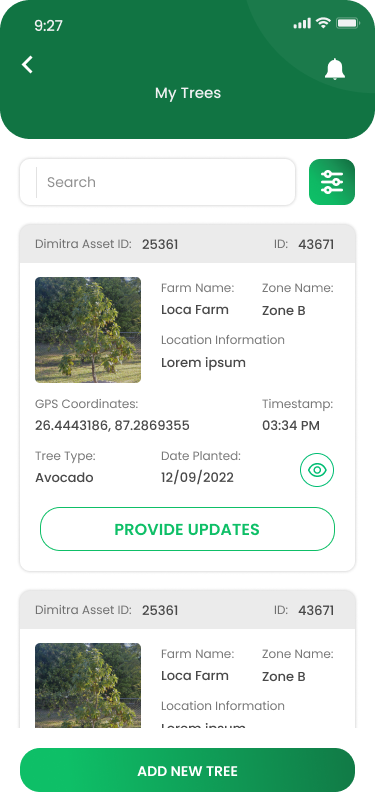 RaminaDimitra's tweet photo. At @dimitratech, we’re committed to empowering farmers with the latest technology to improve sustainability, compliance, and productivity. 
We're excited to introduce the My Trees module, a new feature designed to help farmers register, track, and manage the trees on their farms! https://t.co/wPiUyt6hoP