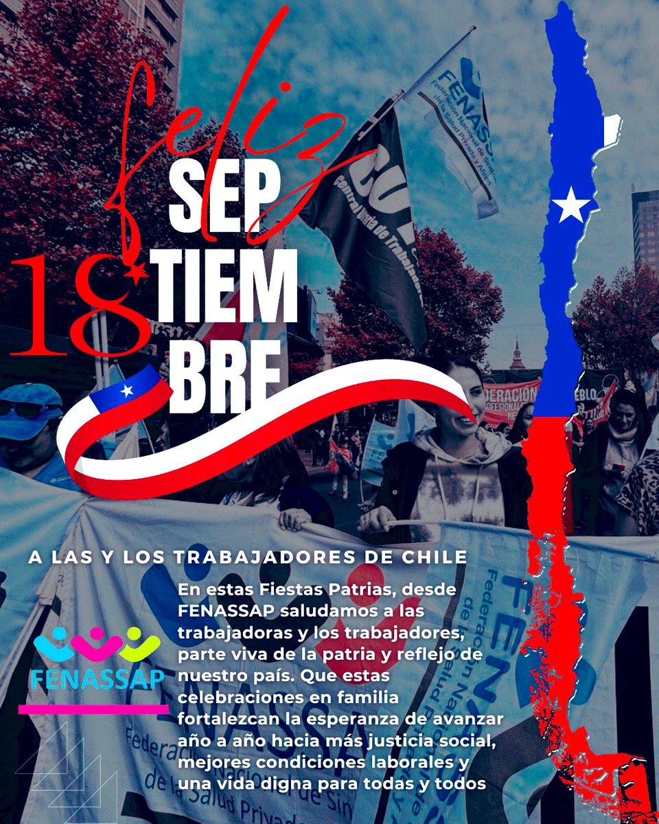 🥀Felices fiestas patrias a tod@s l@s trabajador@s y familias de 🇨🇱
✔️Muy especialmente reconocemos  y saludamos a l@s compañer@s que estarán en turnos atendiendo a quienes requieran cuidado y atención médica en estas fechas.
#Feliz18deseptiembre 
#FiestasPatrias2025