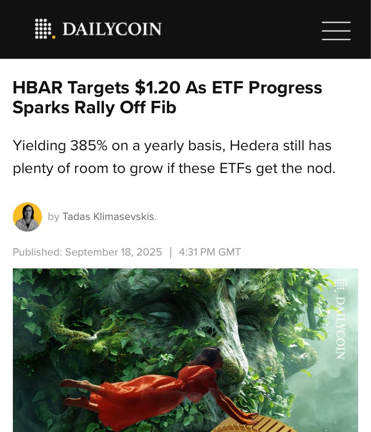 markchadwickx's tweet image. 🔥 New Article: $HBAR Targets $1.20 As ETF Progress Sparks Rally Off Fib

Daily Coin Reports:

“On Thursday, the United States Securities and Exchange Commission (SEC) officially acknowledged the generic exchange-traded fund (ETF) framework, marking a massive breakthrough for the…