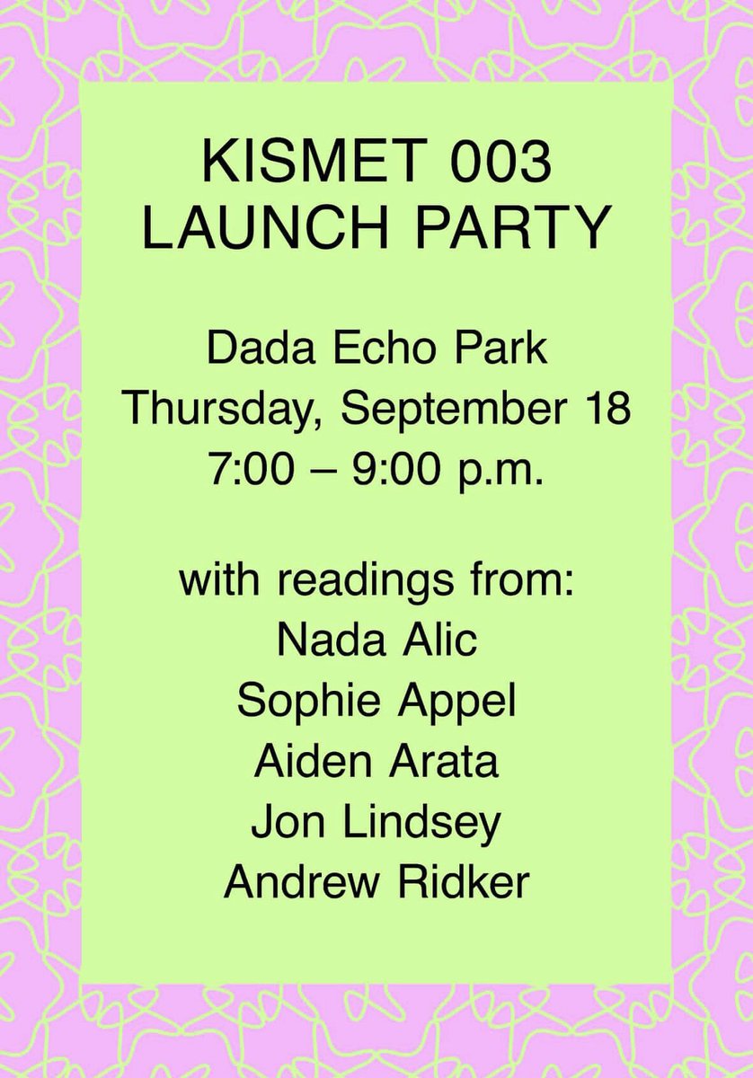 Reading tonight in LA for exactly 7 minutes. The correct amount of time to orate. One moment longer is a crime against literature