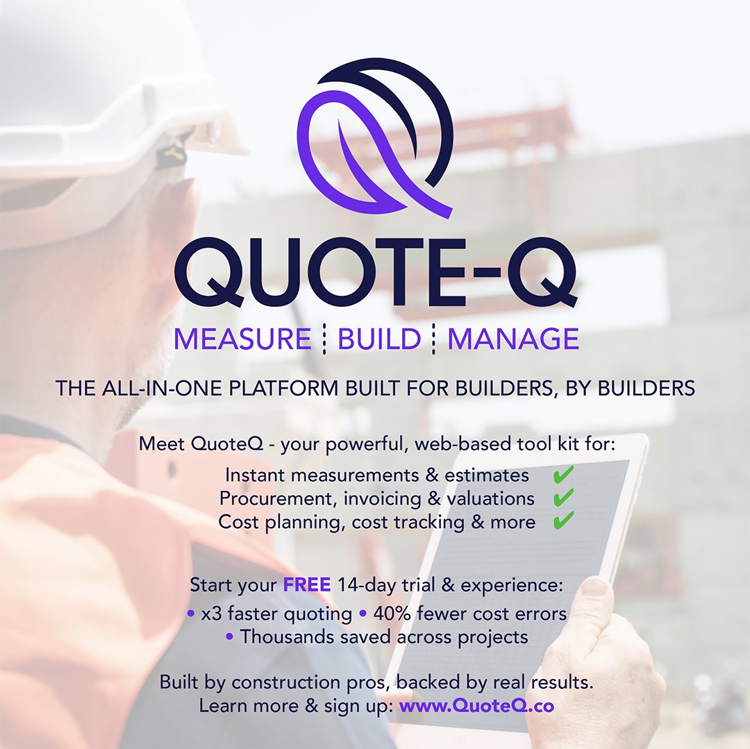 QuoteQhq's tweet image. “All-in-one platform built for builders, by builders”
Built by construction pros. Backed by real results.

Start your free 14-day trial today at quoteq.co

#Construction #EstimatingSoftware #Estimating #Quote-Q #BuildSmarter