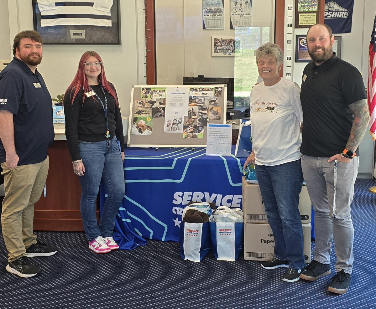 🤝 Last month, our Nashua and UNH branches hosted collection drives to benefit the Nashua Soup Kitchen and Shelter and Pet Tails Animal Rescue, respectively.

🥳 Thanks to your donations, we were able to give 276 items to two great non-profits!