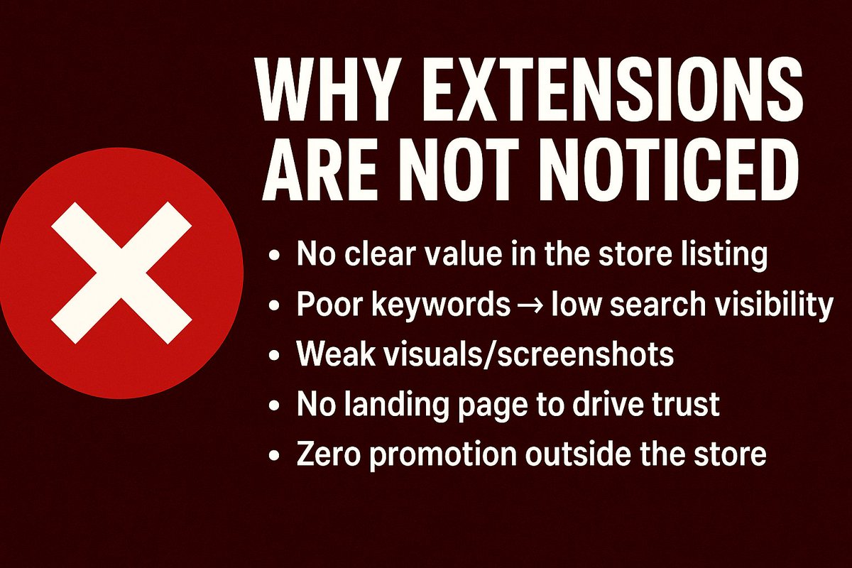 SamJoe937281138's tweet image. ❌ Most Chrome extensions never get noticed.
Why?
Learn more: t.me/eliteGteam

#chromeextensionowners #IndieDevs  #browserextension #saas