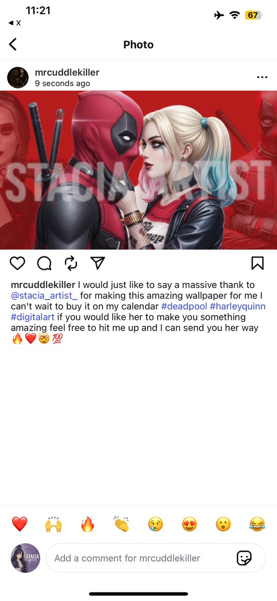 stacia_artist's tweet image. Had a blast creating this wild Deadpool x Harley Quinn wallpaper for my client😍

#commissionsopen #TwitchStreamers #Twitch配信者さんと繋がりたい #twitch #GraphicsDesign #Vtuber準備中 #VtuberES #deadpoolbatman #Livestream #KickStreamer #artwork #StaciaArtist