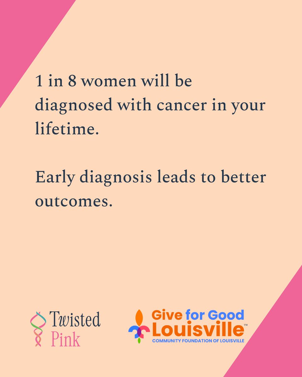 twistedpinkorg's tweet image. 1 in 8.  That means you likely know someone who has been diagnosed with breast cancer.  Donate today to help us provide hope to those you love.  loom.ly/rGxl-oI
#stageIVneedsmore, #researchnotribbons, #twistedpink, #giveforgoodlouisville