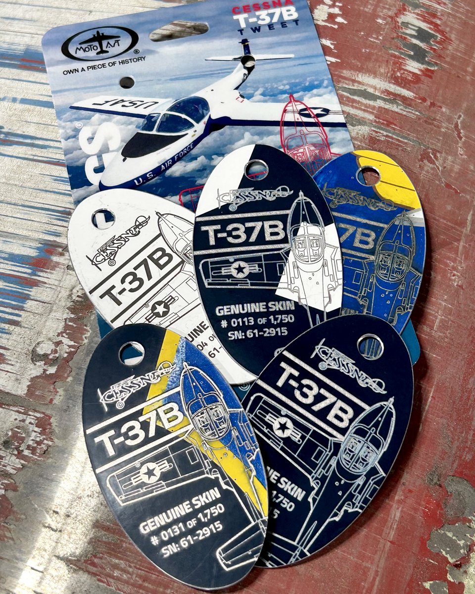 🐦 The Cessna T-37B Tweet is here!
Trained 78,000+ USAF pilots. Served 50+ years. Nicknamed the “Tweety Bird” for its unforgettable whistle.

New PlaneTags made from T-37B S/N 61-2915 — available now.
Shop: planetags.com/products/cessn…

#CessnaT37 #TweetPlaneTags #AvGeek #USAF