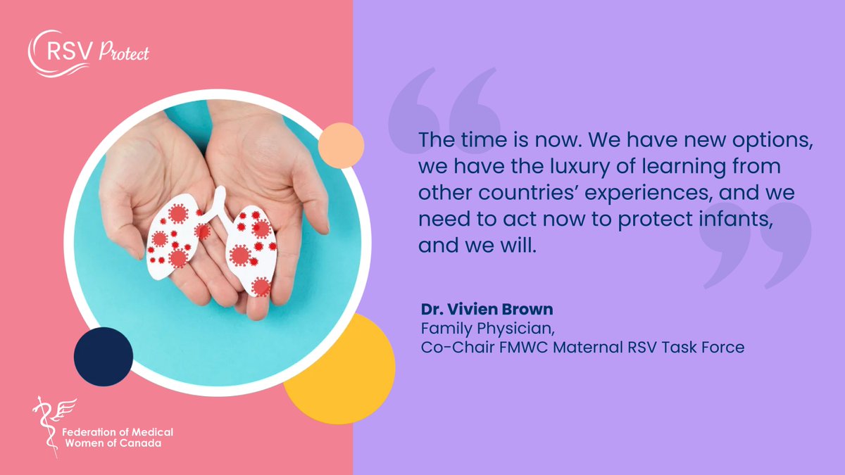 FMWCanada's tweet image. &quot;The time is now. We have new options, we have the luxury of learning from other countries&apos; experiences, and we need to act now to protect infants, and we will.&quot;

@DrVivienBrown
Family Physician

@dr_rdosanjh @DrMTByass  @DrShelleyRoss  @ImmunizedotCa
#InfantRSVProtection #RSV