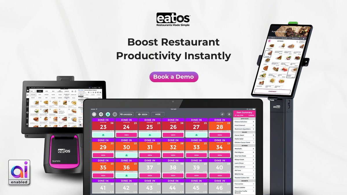 myeatos's tweet image. Optimize order communication with Kitchen Display System and delight guests satisfaction.

Book a Demo @ eatos.com/bookademo

#OrderOS #eatOS #FutureofRestaurantTechnology #RestaurantsMadeSimple