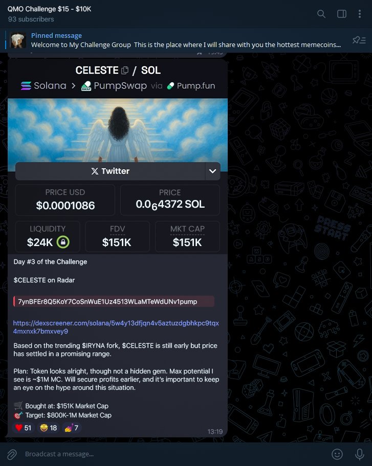 DAY #3 of the $15 to $10K Challenge

Today we caught $CELESTE
Sold at 800K MC - 5x

Current balance: $3555

Already 93/150 people in the group
I’ve added 50 extra spots - don’t miss it!

Wanna join us:

Like &amp; Retweet this post
Comment “3555”

(Open to followers only)