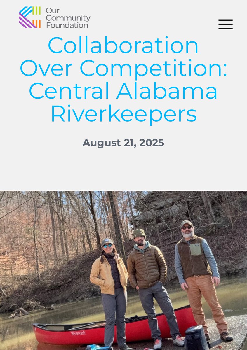 "Cahaba Riverkeeper, Coosa Riverkeeper, and Black Warrior Riverkeeper have teamed up thanks to funding from the Roy G. and Betty A. Bartlett Advised Fund here at the Community Foundation." cfbham.org/news/collabora…