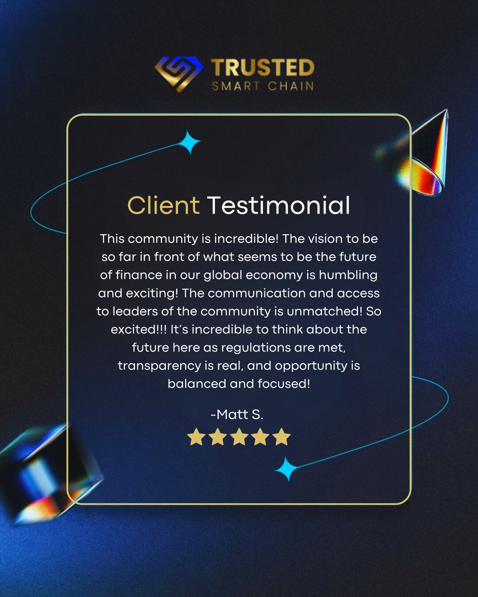 TrustedSociety's tweet image. Grateful for voices like Matt’s who highlight what TSC is all about: transparency, participation, and community.

Learn more with trustedsmartchain.com

#TrustedSmartChain #TSCCommunity #TransparencyDriven
