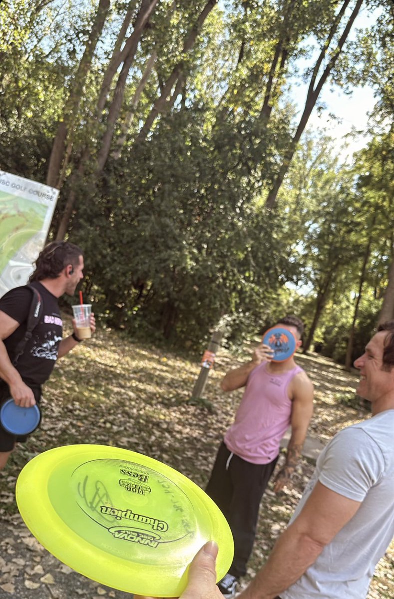 The Thursday before Smackdown, go out with some of your best looking friends and play frisbee or as Chris calls it Disc Golf.
