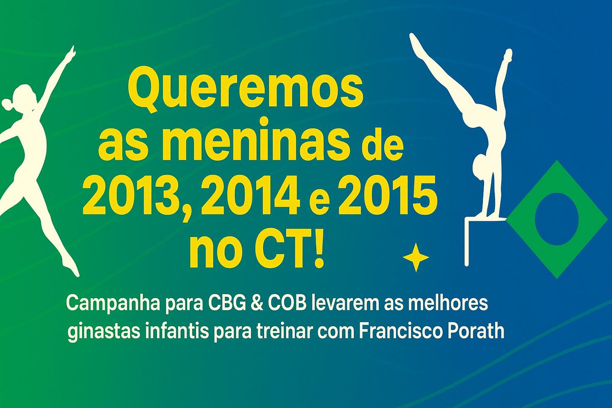 🇧🇷🇧🇷DIA 08 GRITANDO A PLENOS PULMÕES ATÉ A CBG e COB FAZEREM UM CAMPING COM ATLETAS INFANTIS  DE 2013/2014/2015 E CLUBES MAIS BEM COLOCADOS NO BRASILEIRO INFANTIL ( TOP 10 NO AA E APARELHOS) 

São 35 ginastas de 14 clubes espalhados pelo país!  VAMOS GRITAR ALTO! QUEREMOS CAMPING