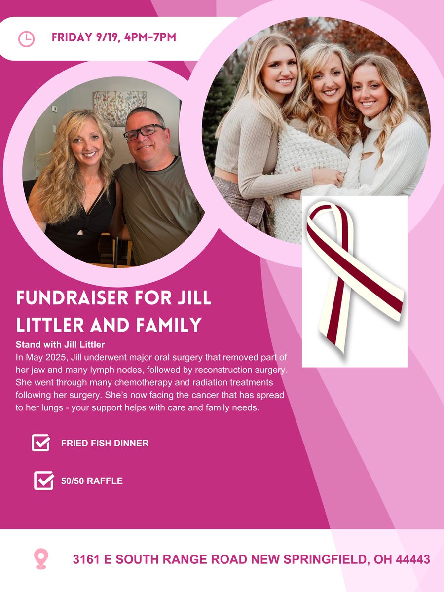 Please join us at the Fundraiser for Jill Littler, the mother of junior Macy Littler!!

A fish fry and 50/50 will be held this Friday afternoon from 4-7 p.m. in New Springfield to support the Littler family.

The address is 3161 South Range Road, New Springfield, Ohio 44443