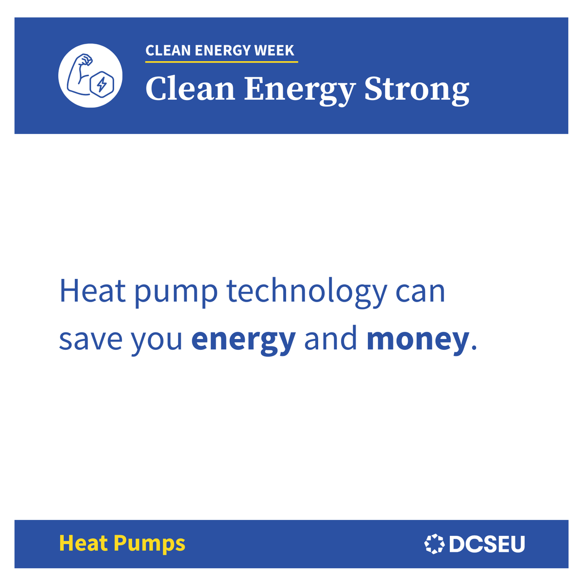 DCSEU's tweet photo. Hey DC, it’s Clean Energy Week!  Switch to an energy-efficient electric heat pump for powerful home climate control &amp; big savings. Learn more + find rebates at https://t.co/hxoSR5r1Gr. #CleanEnergyWeek #DCSEU https://t.co/Fu9MGncPLz