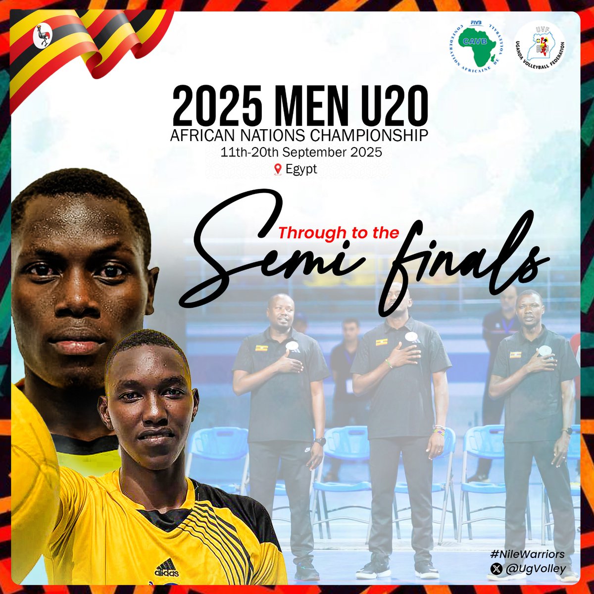 THROUGH TO THE SEMI-FINALS🏐

<a href="/JanetMuseveni/">Janet K Museveni</a> <a href="/drukare/">Donald Rukare</a> <a href="/OgwangOgwang/">Peter Ogwang</a> <a href="/NCSUganda1/">National Council of Sports -Uganda</a> <a href="/Official_UOC/">NOC UGANDA | CGA UGANDA</a> <a href="/TashobyaAmbrose/">Ambrose Tashobya</a>
#UgandaVolleyball | #NileWarriors