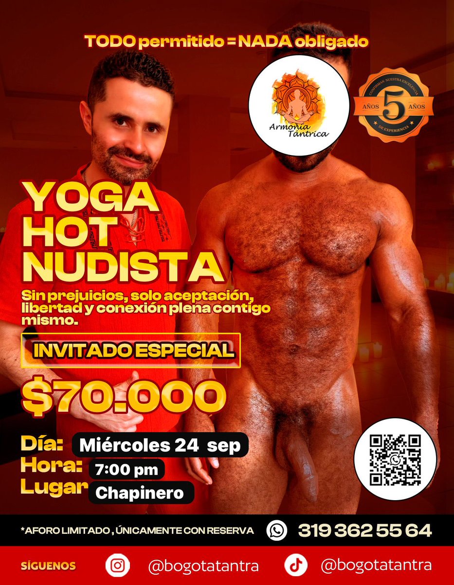 🔥YOGA HOT NUDISTA🔥
😈Todo permitido- INVITADO🍫
📅Jueves 24 sept 
⏰7pm
📍Chapinero
💵$70 mil
📲Wth 3193625564
#yoga #gay #bogota #nudismo #onlyfans #onlyfanscreator #onlyfanspromo #onlyfanspromotion #onlyfansmodel  #onlyfansman
<a href="/OrgulloLGBT/">OrgulloLGBT® 🏳️‍🌈🏳️‍⚧️</a> <a href="/MrGattoso/">Mr Gattoso Leather 😈⛓️</a> <a href="/bogotaelitemen/">Bogotaelitemen</a>