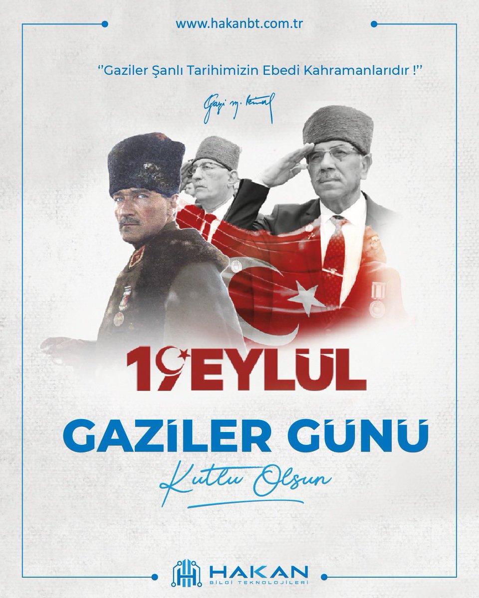 Başta Gazi Mustafa Kemal Atatürk olmak üzere tüm kahraman gazilerimizi minnet ve şükranla anıyoruz. 🇹🇷

#gazi #gazilergünü  #gazilergünükutluolsun
