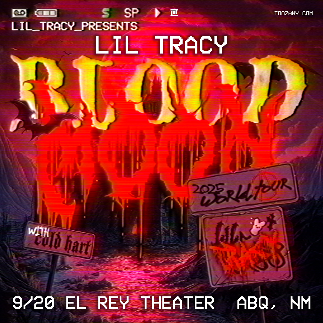 🎤 This Saturday! Lil Tracy is coming to El Rey on The Blood Moon Tour w/ support from Cold Hart!

📆 Saturday, September 20th | Doors 7pm | All Ages

#elreytheaterabq #abqconcerts #liltracy #coldhart #abqdowntown #abqnightlife #abqlvemusic #nmconcerts