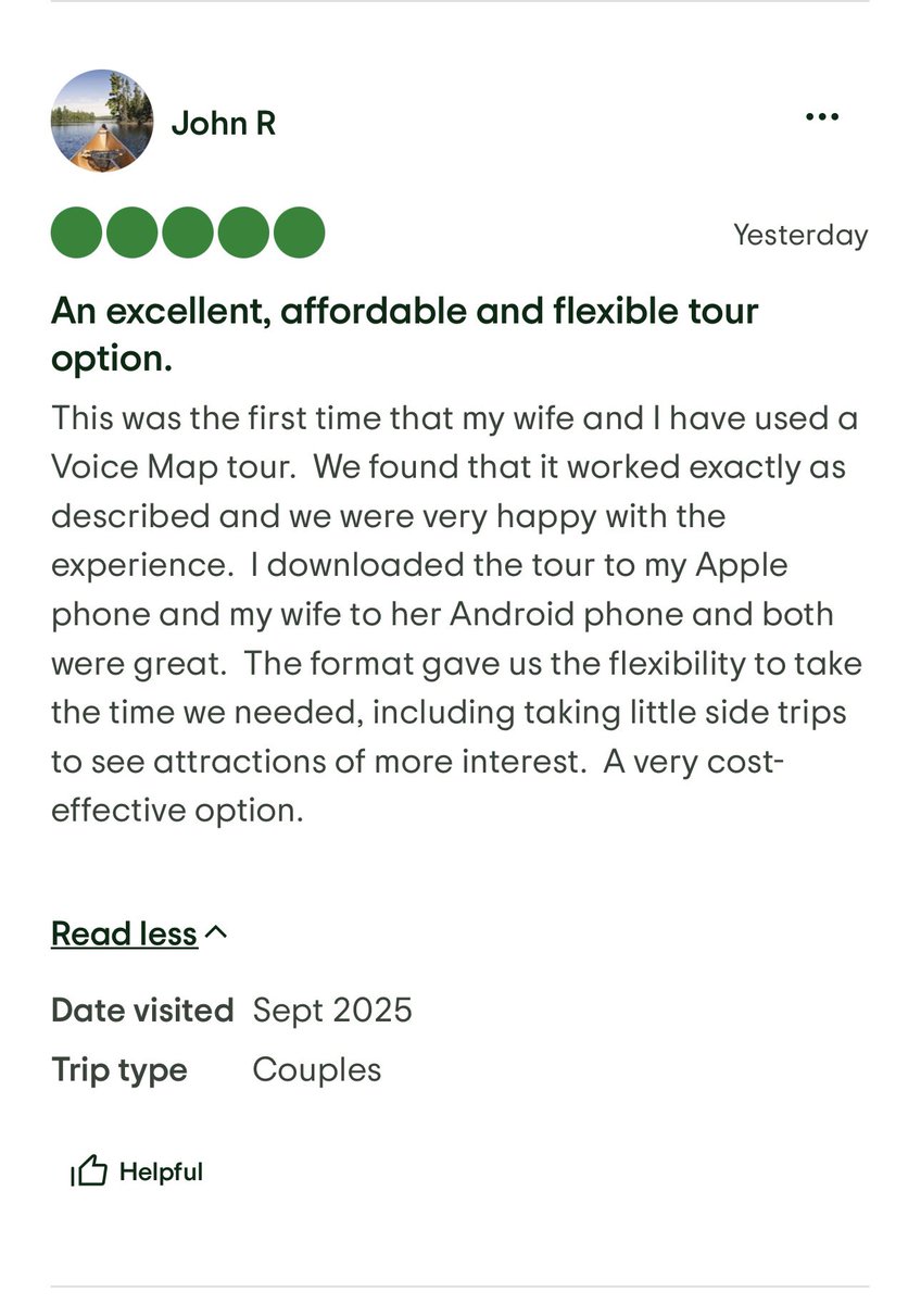 DerrieDanders's tweet image. Happy to get this latest TripAdvisor review on my audio tours.
#derriedanders #voicemap