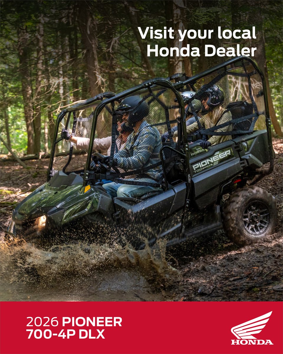 The all-new 2026 Pioneer 700 isn’t just back — it’s ready for anything.

The 700-2P DLX powers through tough work with its advanced transmission, while the 700-4P DLX carries up to 4 passengers without slowing down your adventure.

📍 Contact your local Honda dealer today!