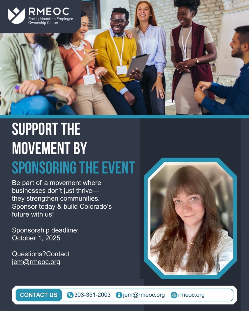 rmeoc_'s tweet image. 🌟 Support the movement! Sponsor RMEOC’s Employee Ownership Celebration on Oct 23 in Denver. Sponsorships ($500–$10k) include event visibility, logo placement, &amp;amp; recognition on the Coop Rideshare app. Deadline Oct 1—build a fairer economy with us! 💡 #CoopsBuildCommunity