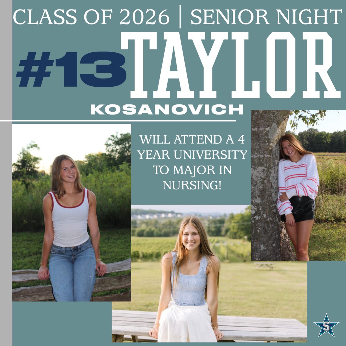 Our final senior, Taylor Kosanovich! Her advice: "Always be joyful, be rooted in your morals. Do not let one thing big or little discourage you from finding a new way to achieve your goal." We will miss you Taylor #P2BASS